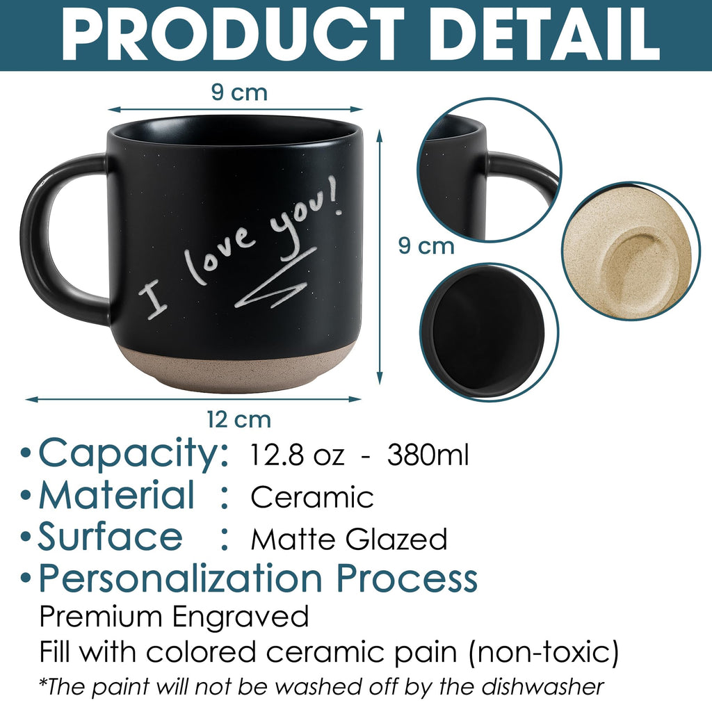 Custom Handwriting Mug 12oz – Personalized Engraved Ceramic Coffee Cup Gift