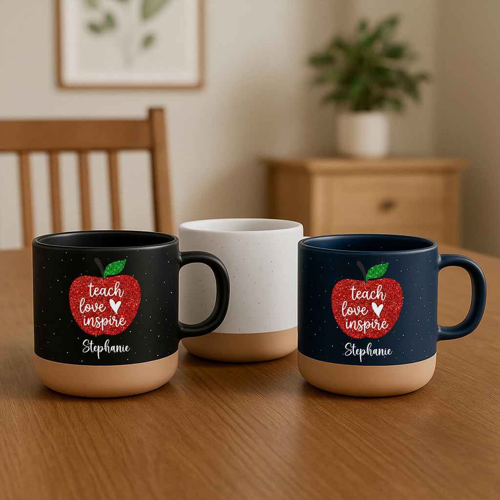 Personalized Teacher Coffee Mug, Custom Ceramic Mug 12oz, Teacher Appreciation Gift, Apple Design Teacher Gift, Back to School Gift for Teacher, Thank You Teacher Cup