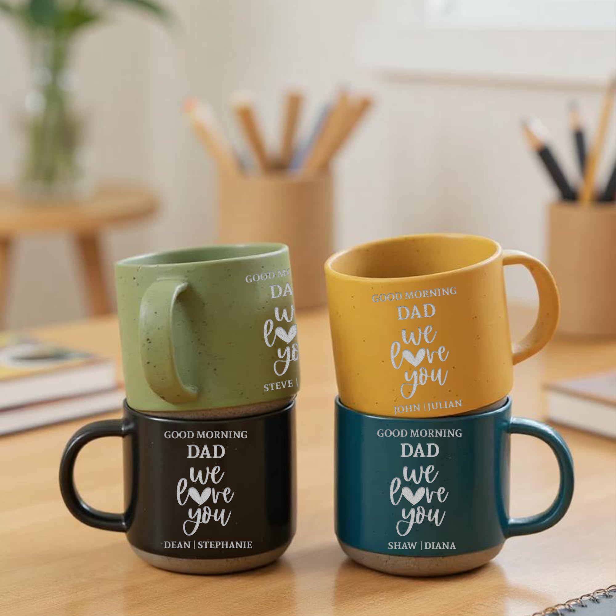Personalized Dad Gift Custom Engraved Ceramic Mug 12oz, I Love You Dad Coffee Mug, Custom Name Mug for Father, Birthday Gift for Dad
