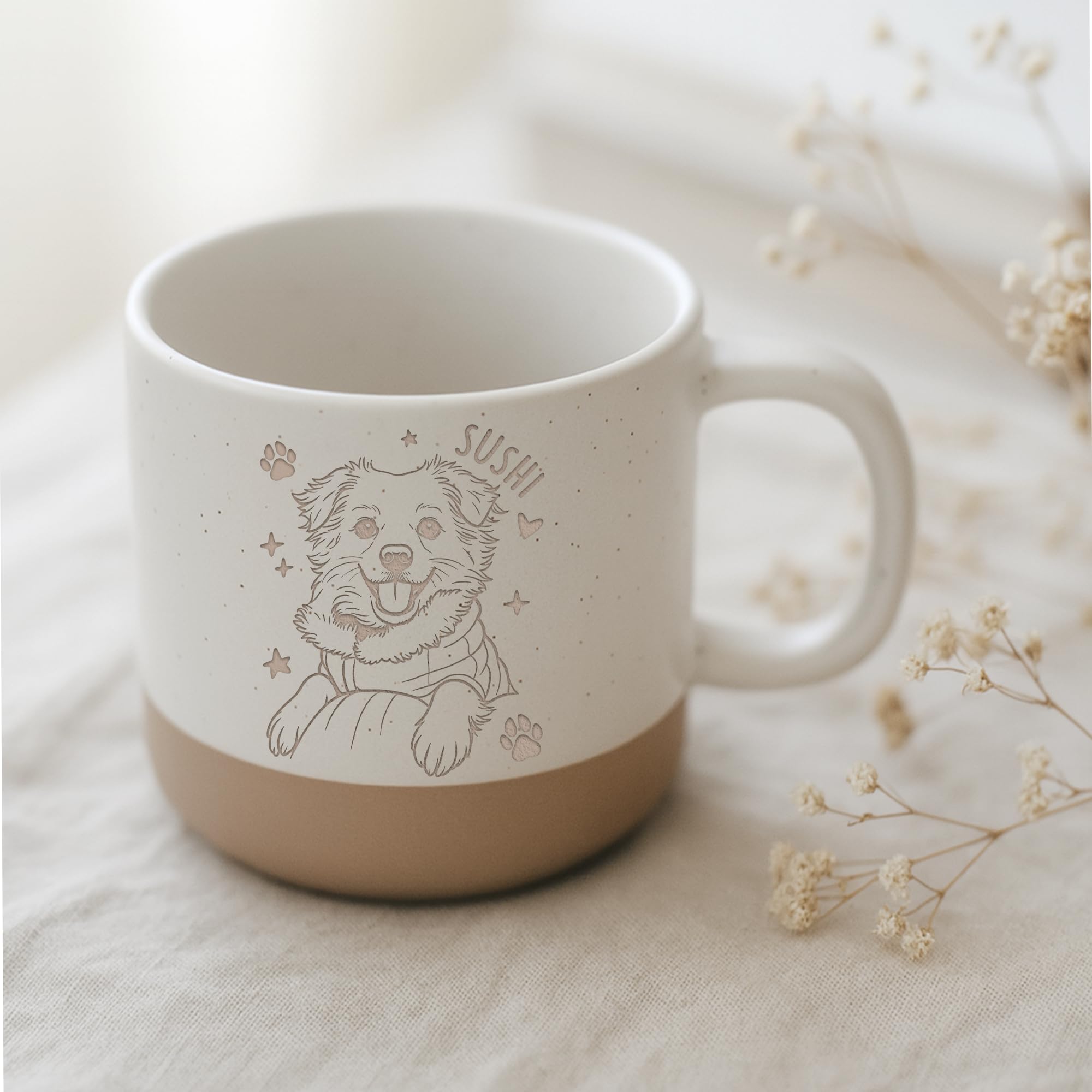 Custom Pet Engraved Mug - Personalized Ceramic Coffee Cup with Dog or Cat Photo and Name, Memorial Gift, Unique Pet Lover Keepsake