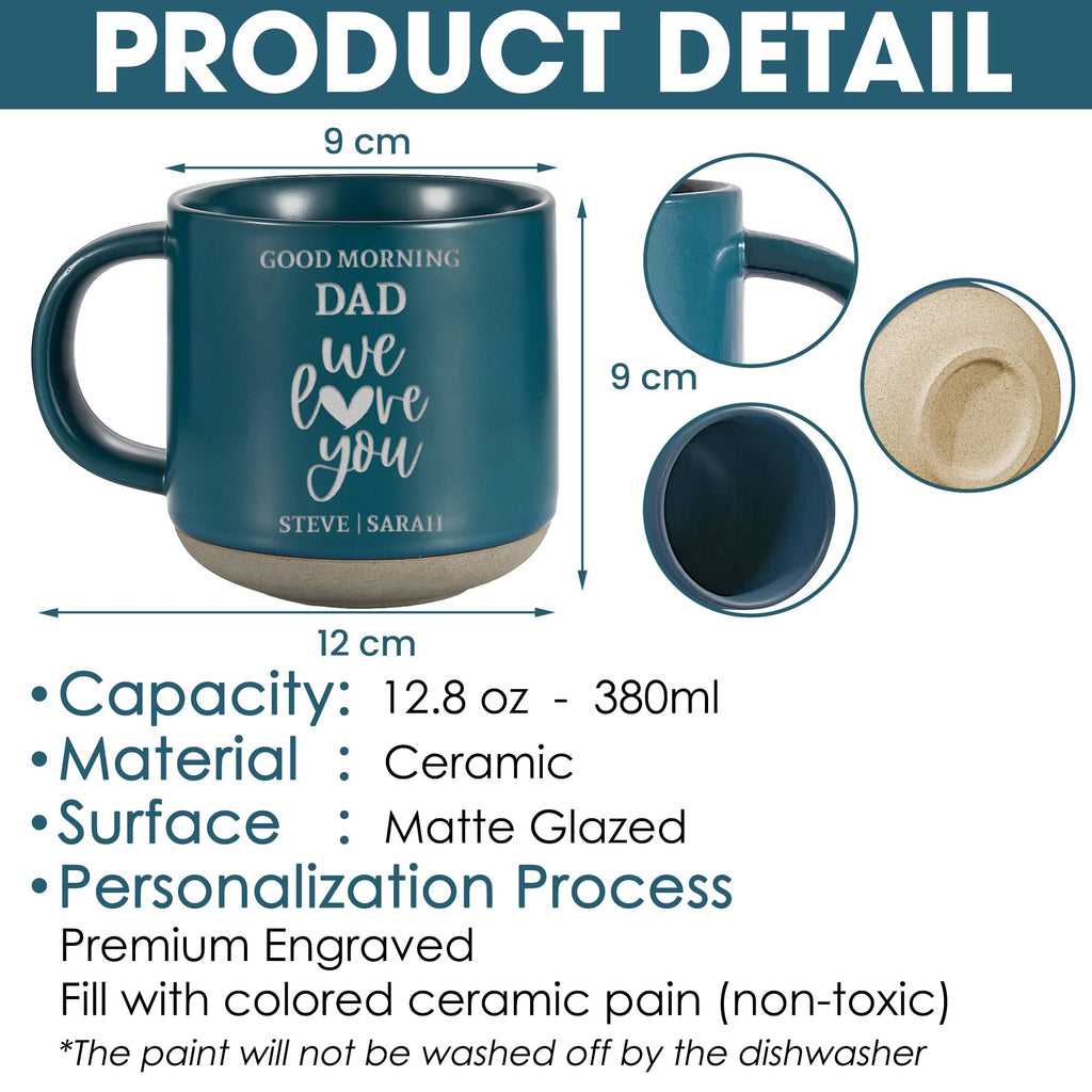 Personalized Dad Gift Custom Engraved Ceramic Mug 12oz, I Love You Dad Coffee Mug, Custom Name Mug for Father, Birthday Gift for Dad