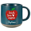 Personalized Teacher Coffee Mug, Custom Ceramic Mug 12oz, Teacher Appreciation Gift, Apple Design Teacher Gift, Back to School Gift for Teacher, Thank You Teacher Cup