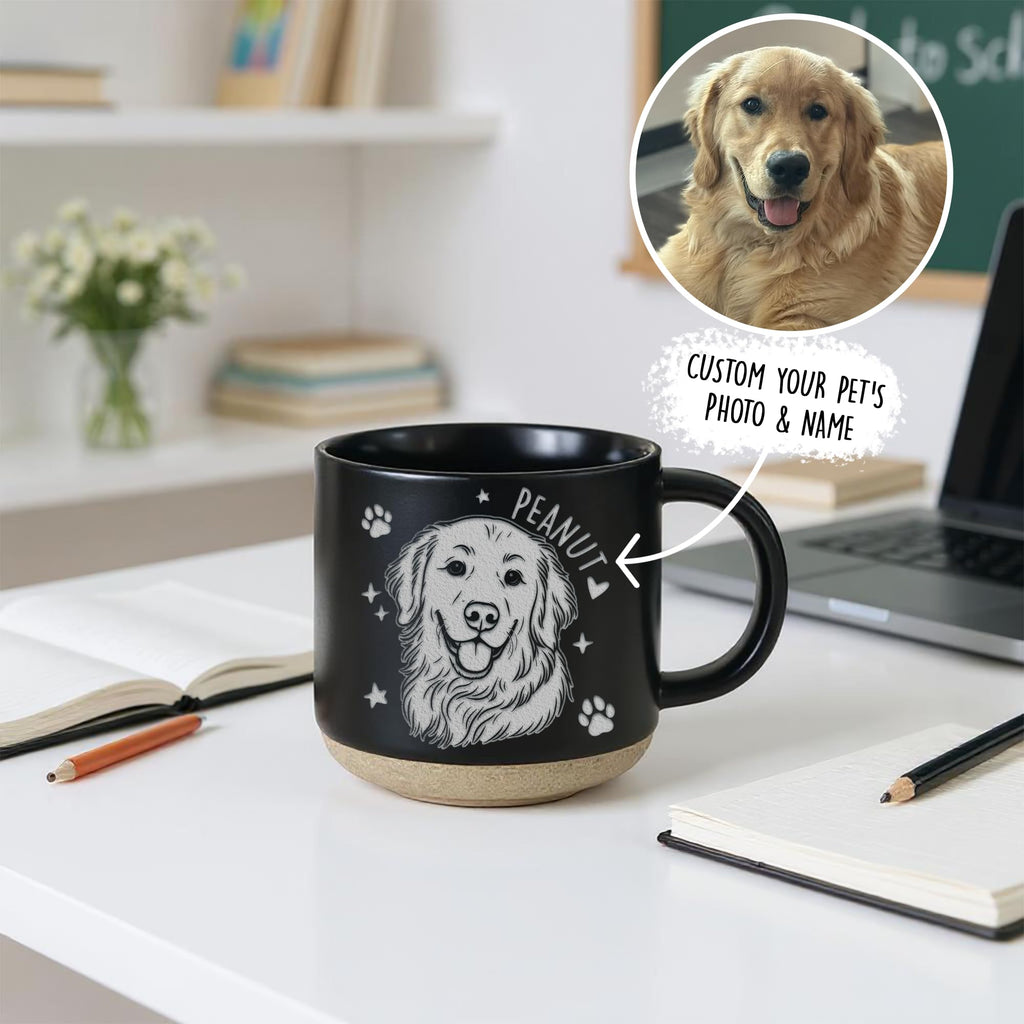 Custom Pet Engraved Mug - Personalized Ceramic Coffee Cup with Dog or Cat Photo and Name, Memorial Gift, Unique Pet Lover Keepsake