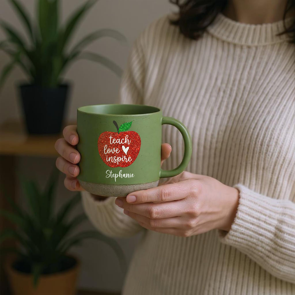 Personalized Teacher Coffee Mug, Custom Ceramic Mug 12oz, Teacher Appreciation Gift, Apple Design Teacher Gift, Back to School Gift for Teacher, Thank You Teacher Cup