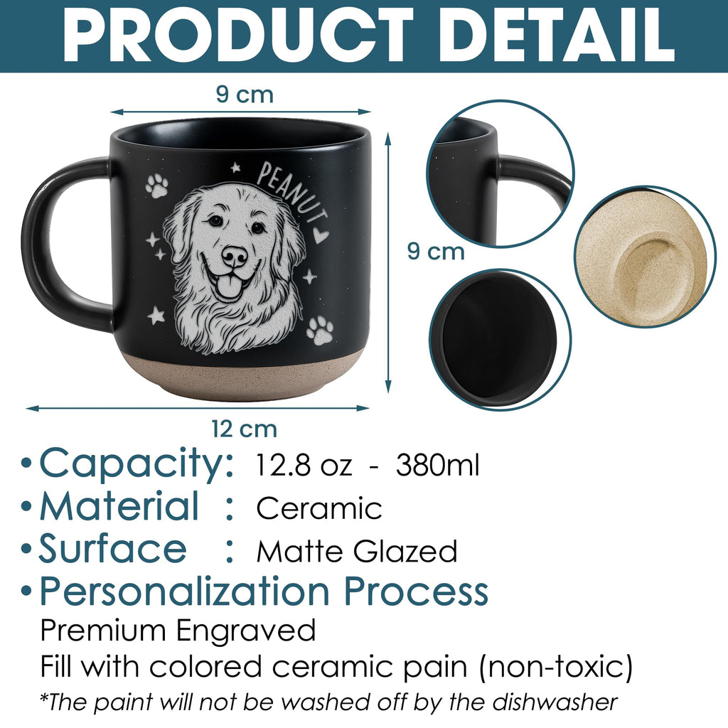 Custom Pet Engraved Mug - Personalized Ceramic Coffee Cup with Dog or Cat Photo and Name, Memorial Gift, Unique Pet Lover Keepsake