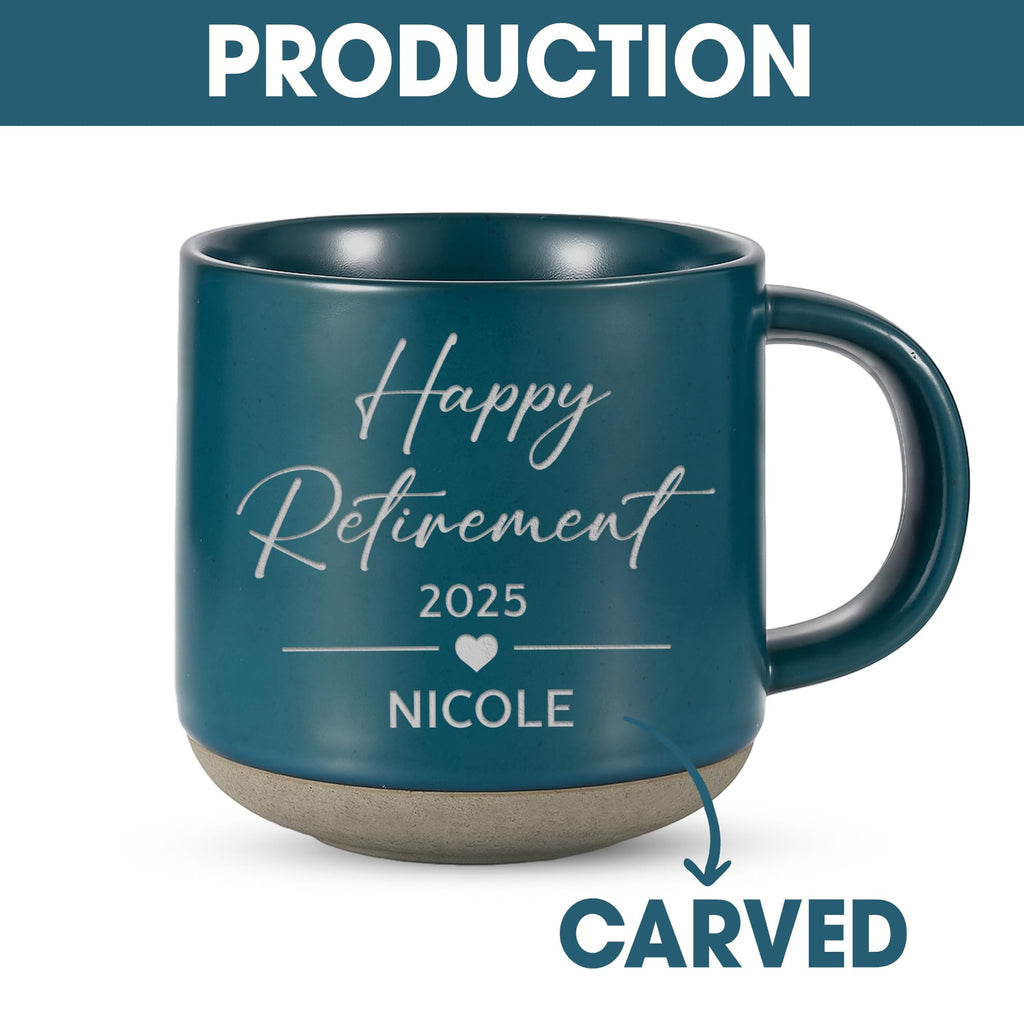 Personalized Engraved Retired Mug - Custom Ceramic Coffee Cup 12oz, Unique Retirement Gift for Men or Women, Funny Personalized Retirement Gifts Idea