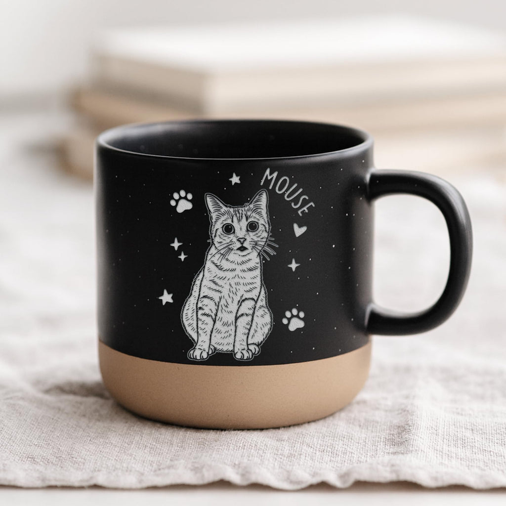 Custom Pet Engraved Mug - Personalized Ceramic Coffee Cup with Dog or Cat Photo and Name, Memorial Gift, Unique Pet Lover Keepsake