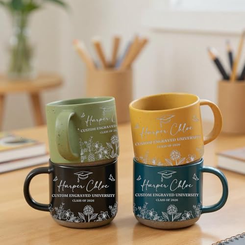 Personalized Class Of 2026 Gifts, Custom Engraved Ceramic Coffee Mug, Graduation Gift for Her, College Graduations Decorations Keepsake