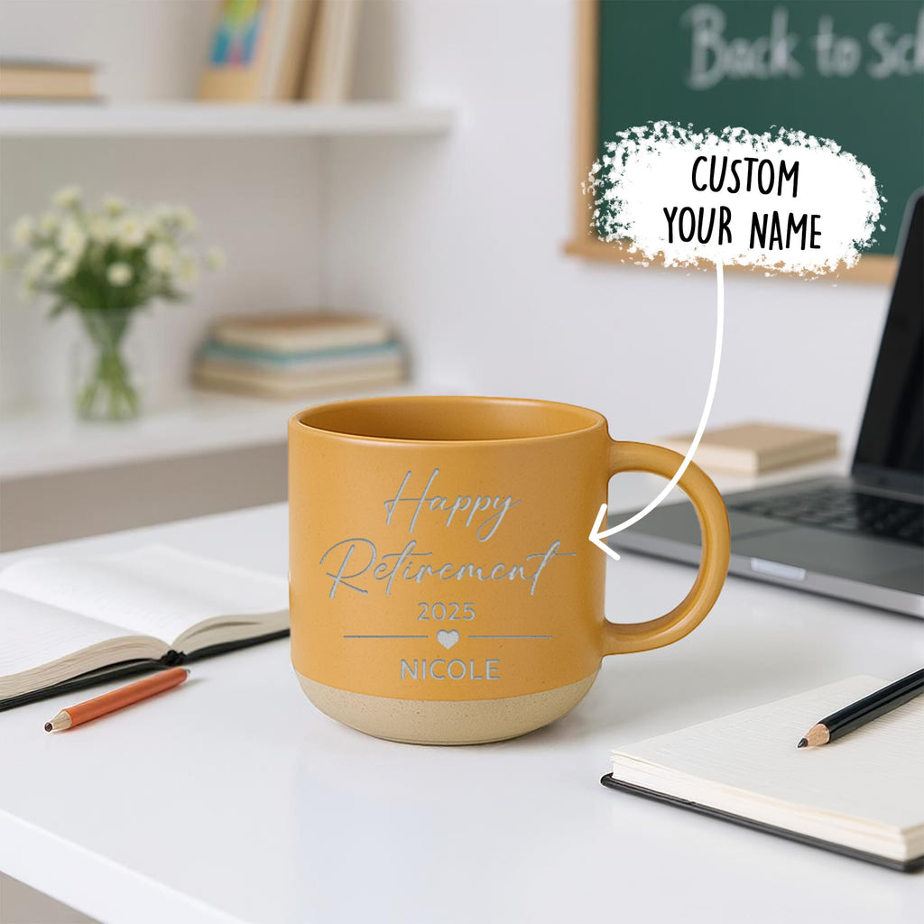 Personalized Engraved Retired Mug - Custom Ceramic Coffee Cup 12oz, Unique Retirement Gift for Men or Women, Funny Personalized Retirement Gifts Idea