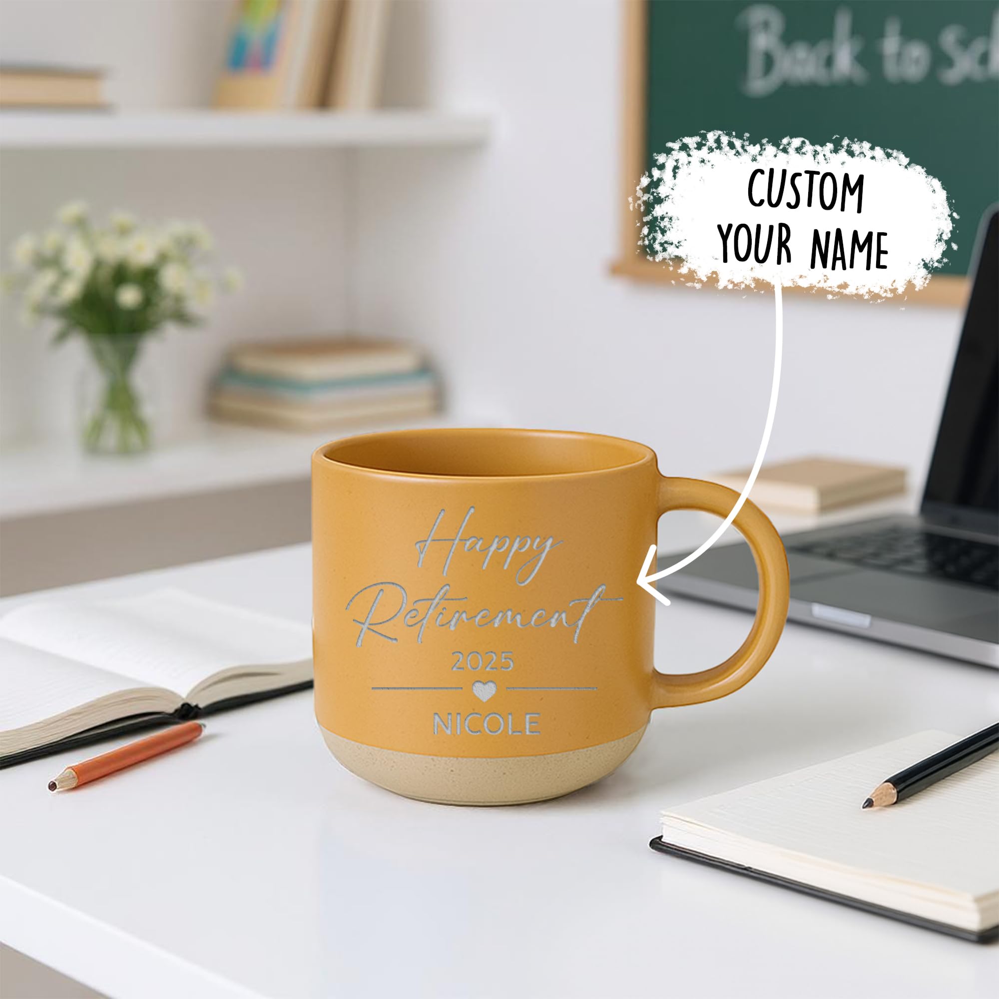 Personalized Engraved Retired Mug - Custom Ceramic Coffee Cup 12oz, Unique Retirement Gift for Men or Women, Funny Personalized Retirement Gifts Idea