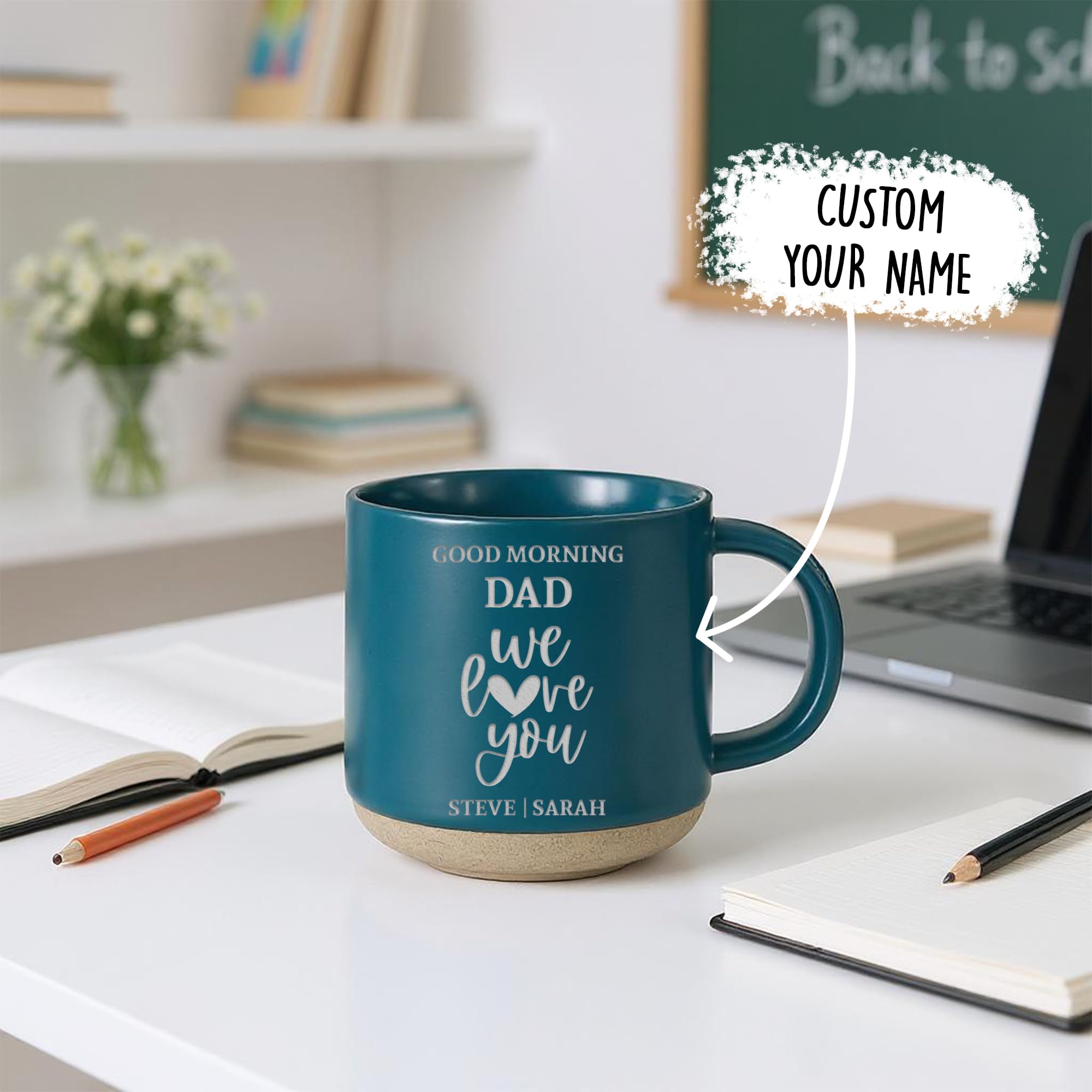 Personalized Dad Gift Custom Engraved Ceramic Mug 12oz, I Love You Dad Coffee Mug, Custom Name Mug for Father, Birthday Gift for Dad
