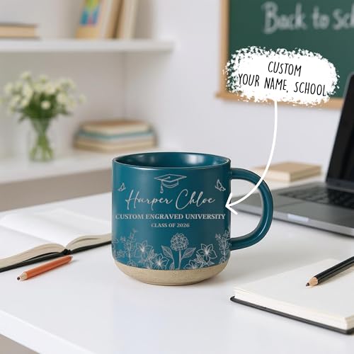 Personalized Class Of 2026 Gifts, Custom Engraved Ceramic Coffee Mug, Graduation Gift for Her, College Graduations Decorations Keepsake