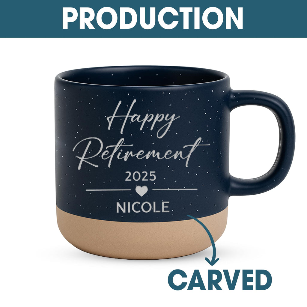 Personalized Engraved Retired Mug - Custom Ceramic Coffee Cup 12oz, Unique Retirement Gift for Men or Women, Funny Personalized Retirement Gifts Idea