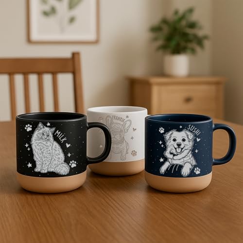 Custom Pet Engraved Mug - Personalized Ceramic Coffee Cup with Dog or Cat Photo and Name, Memorial Gift, Unique Pet Lover Keepsake