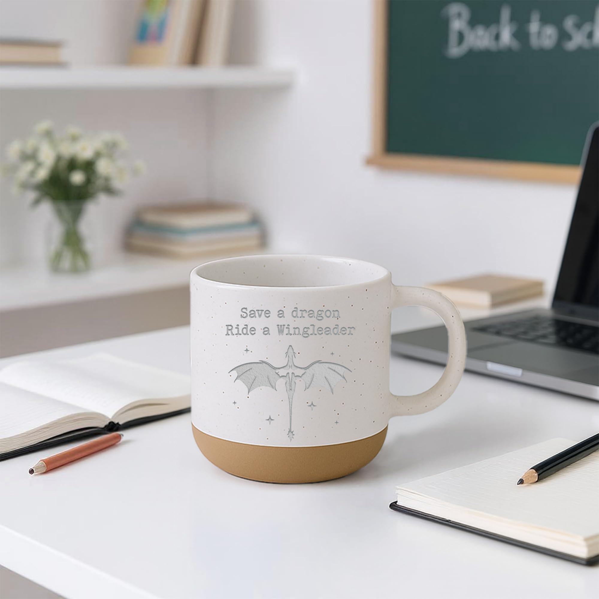 Engraved Wingleader Mug - Dragon Rider Inspired Coffee Cup, Bookish Fantasy Drinkware 12OZ, Unique Reader Present for Fans