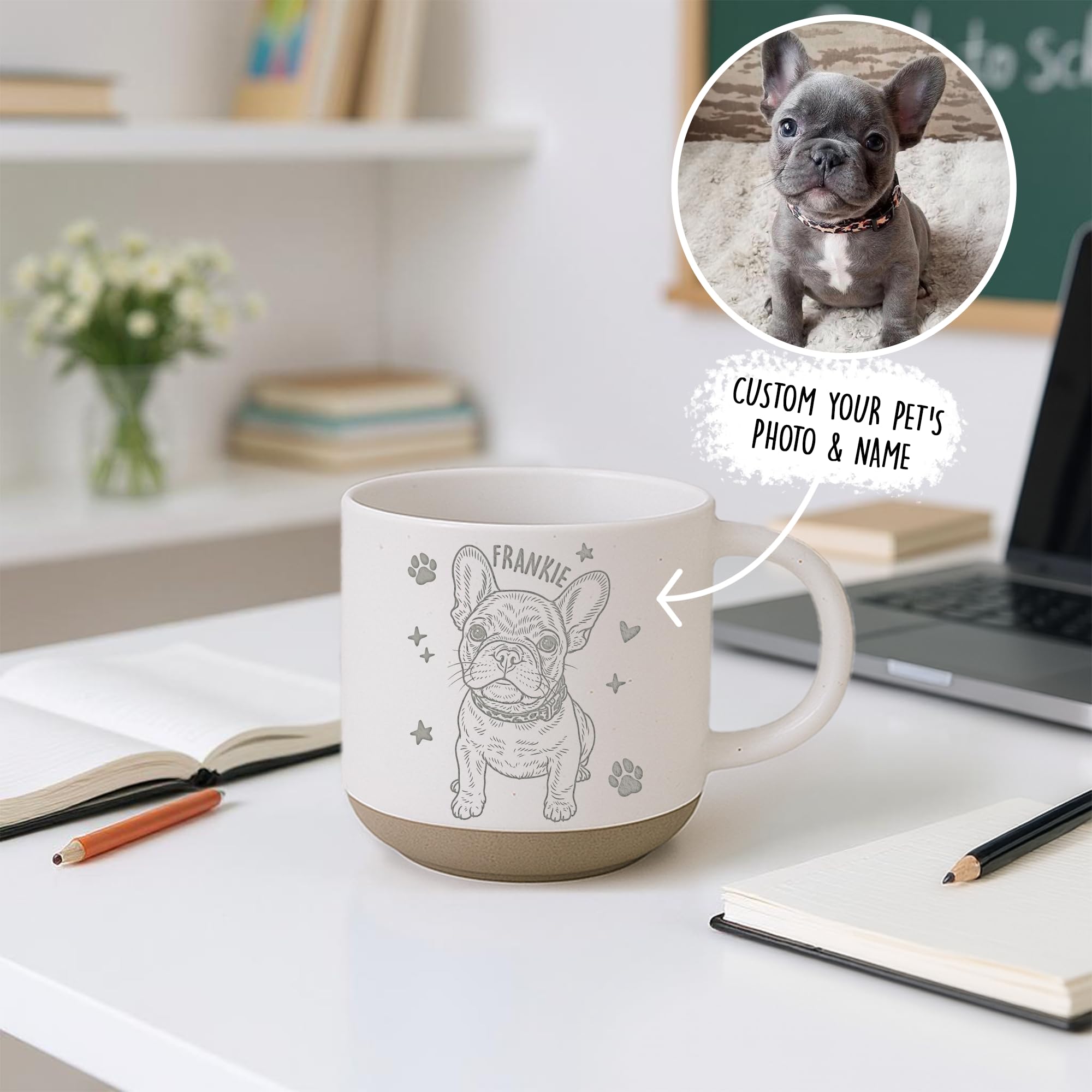 Custom Pet Engraved Mug - Personalized Ceramic Coffee Cup with Dog or Cat Photo and Name, Memorial Gift, Unique Pet Lover Keepsake