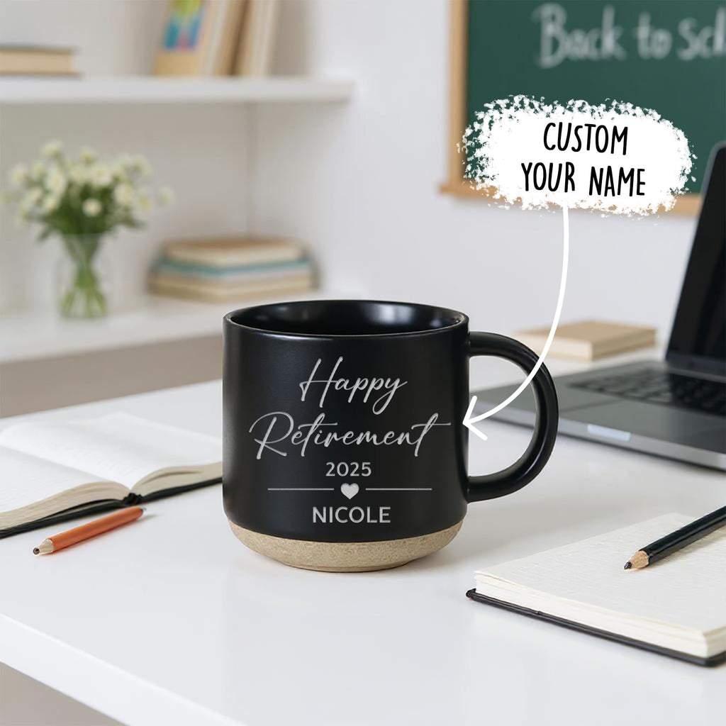 Personalized Engraved Retired Mug - Custom Ceramic Coffee Cup 12oz, Unique Retirement Gift for Men or Women, Funny Personalized Retirement Gifts Idea