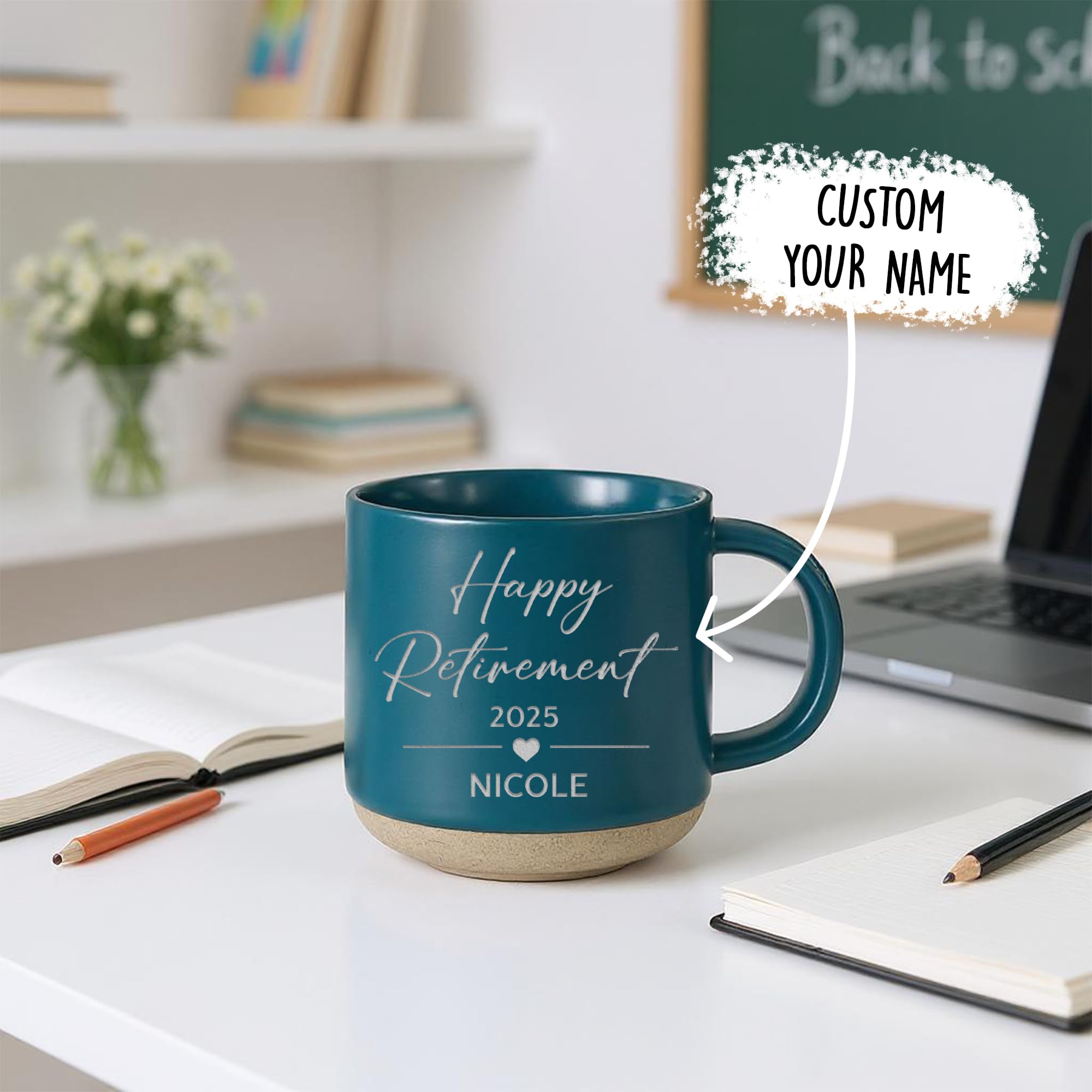 Personalized Engraved Retired Mug - Custom Ceramic Coffee Cup 12oz, Unique Retirement Gift for Men or Women, Funny Personalized Retirement Gifts Idea