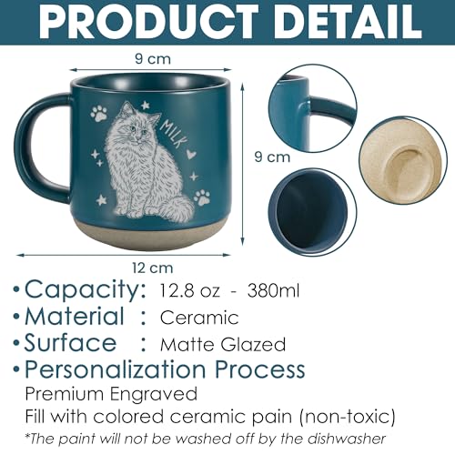 Custom Pet Engraved Mug - Personalized Ceramic Coffee Cup with Dog or Cat Photo and Name, Memorial Gift, Unique Pet Lover Keepsake
