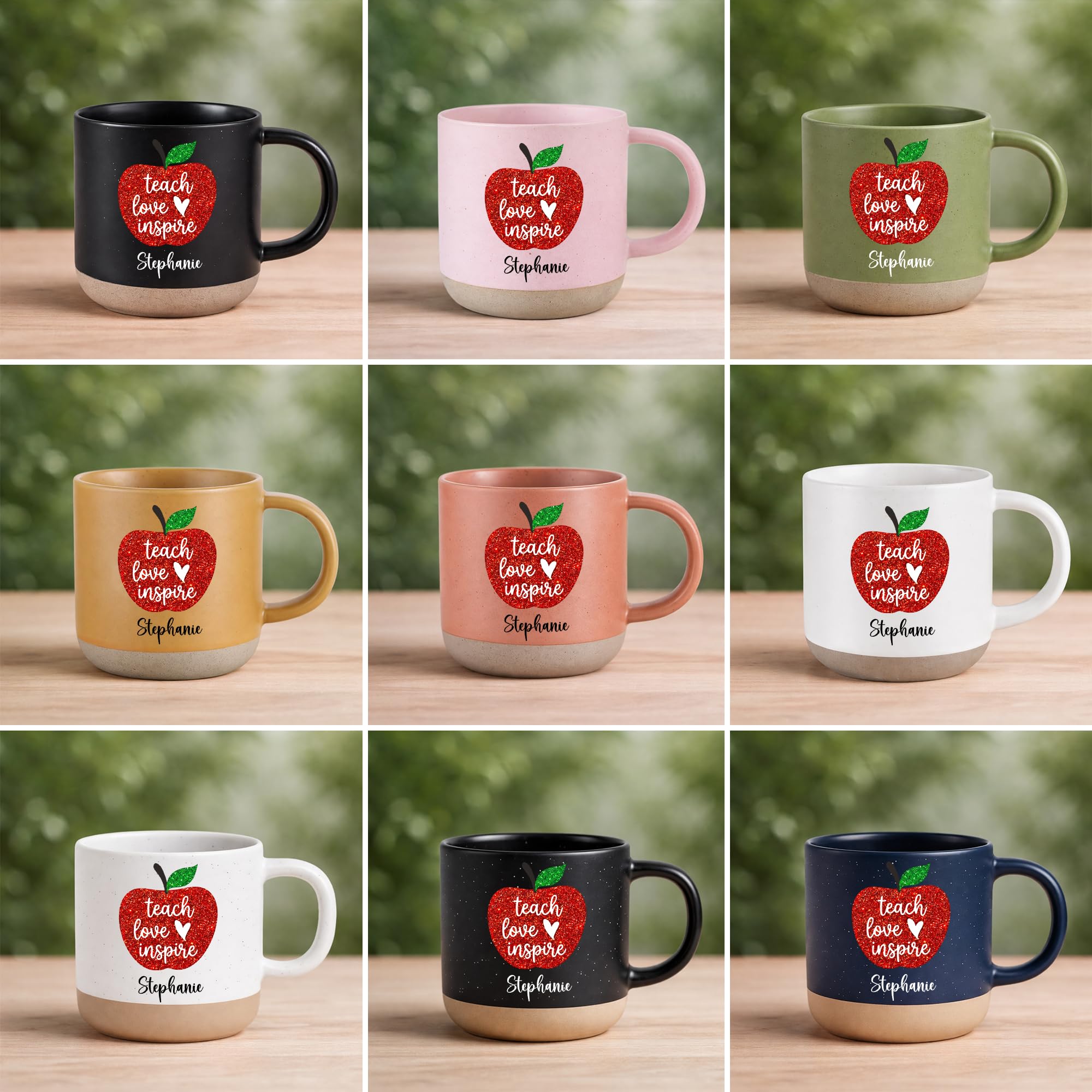 Personalized Teacher Coffee Mug, Custom Ceramic Mug 12oz, Teacher Appreciation Gift, Apple Design Teacher Gift, Back to School Gift for Teacher, Thank You Teacher Cup