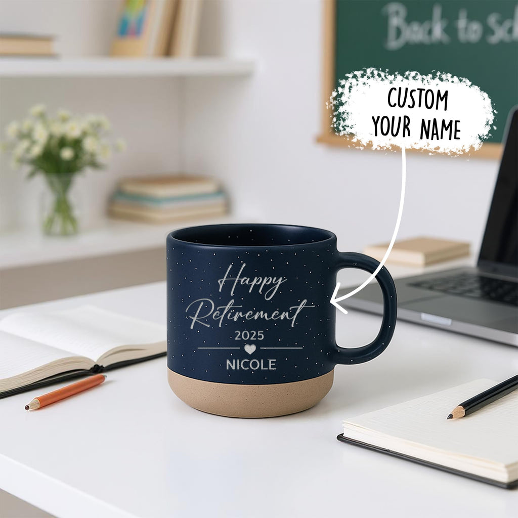 Personalized Engraved Retired Mug - Custom Ceramic Coffee Cup 12oz, Unique Retirement Gift for Men or Women, Funny Personalized Retirement Gifts Idea