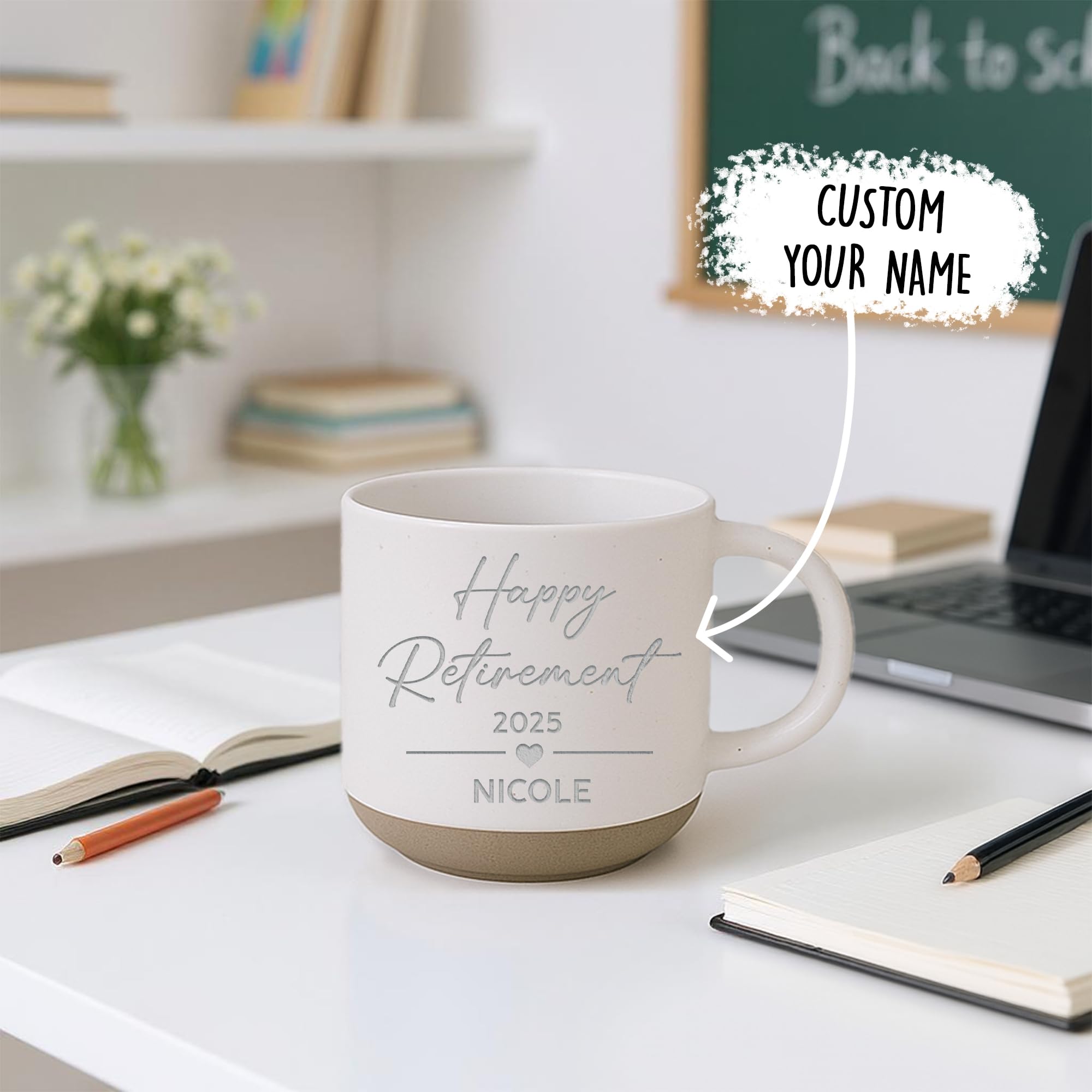 Personalized Engraved Retired Mug - Custom Ceramic Coffee Cup 12oz, Unique Retirement Gift for Men or Women, Funny Personalized Retirement Gifts Idea