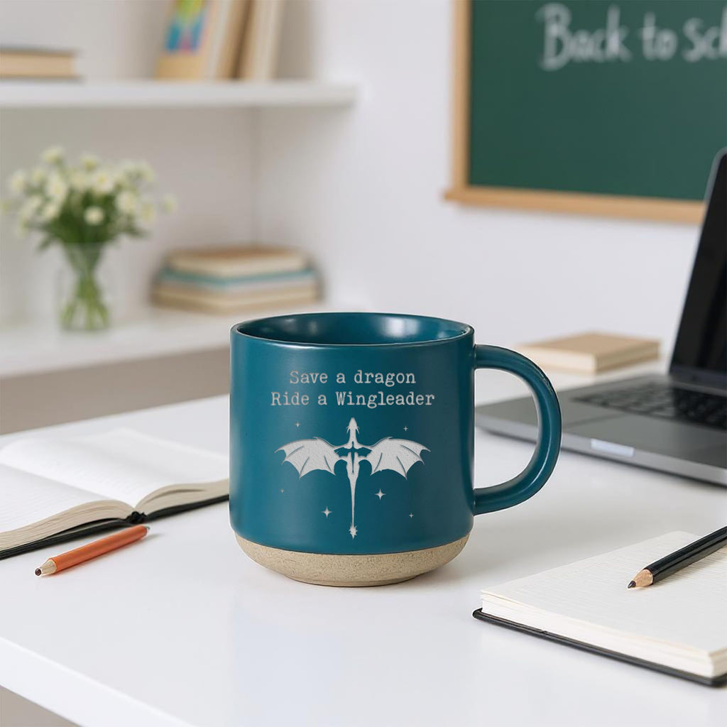 Engraved Wingleader Mug - Dragon Rider Inspired Coffee Cup, Bookish Fantasy Drinkware 12OZ, Unique Reader Present for Fans
