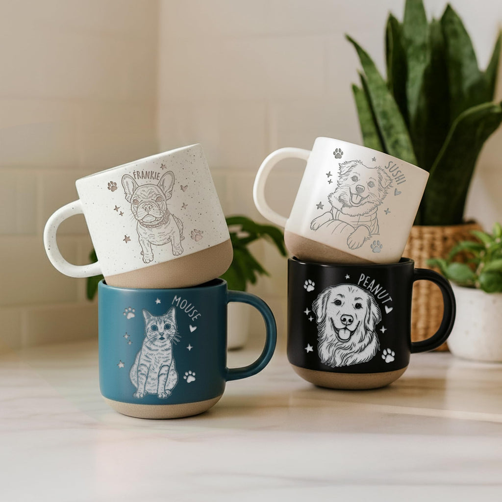 Custom Pet Engraved Mug - Personalized Ceramic Coffee Cup with Dog or Cat Photo and Name, Memorial Gift, Unique Pet Lover Keepsake