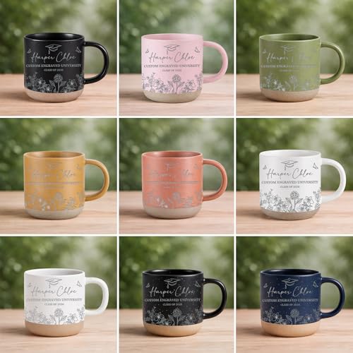 Personalized Class Of 2026 Gifts, Custom Engraved Ceramic Coffee Mug, Graduation Gift for Her, College Graduations Decorations Keepsake