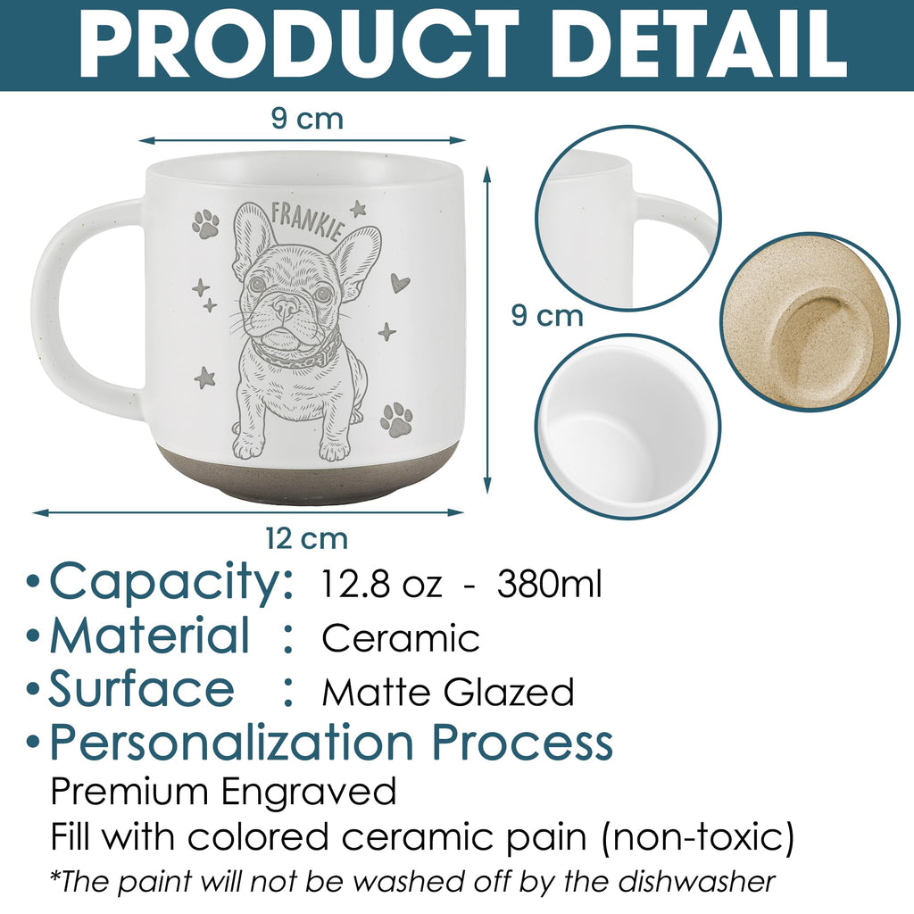 Custom Pet Engraved Mug - Personalized Ceramic Coffee Cup with Dog or Cat Photo and Name, Memorial Gift, Unique Pet Lover Keepsake
