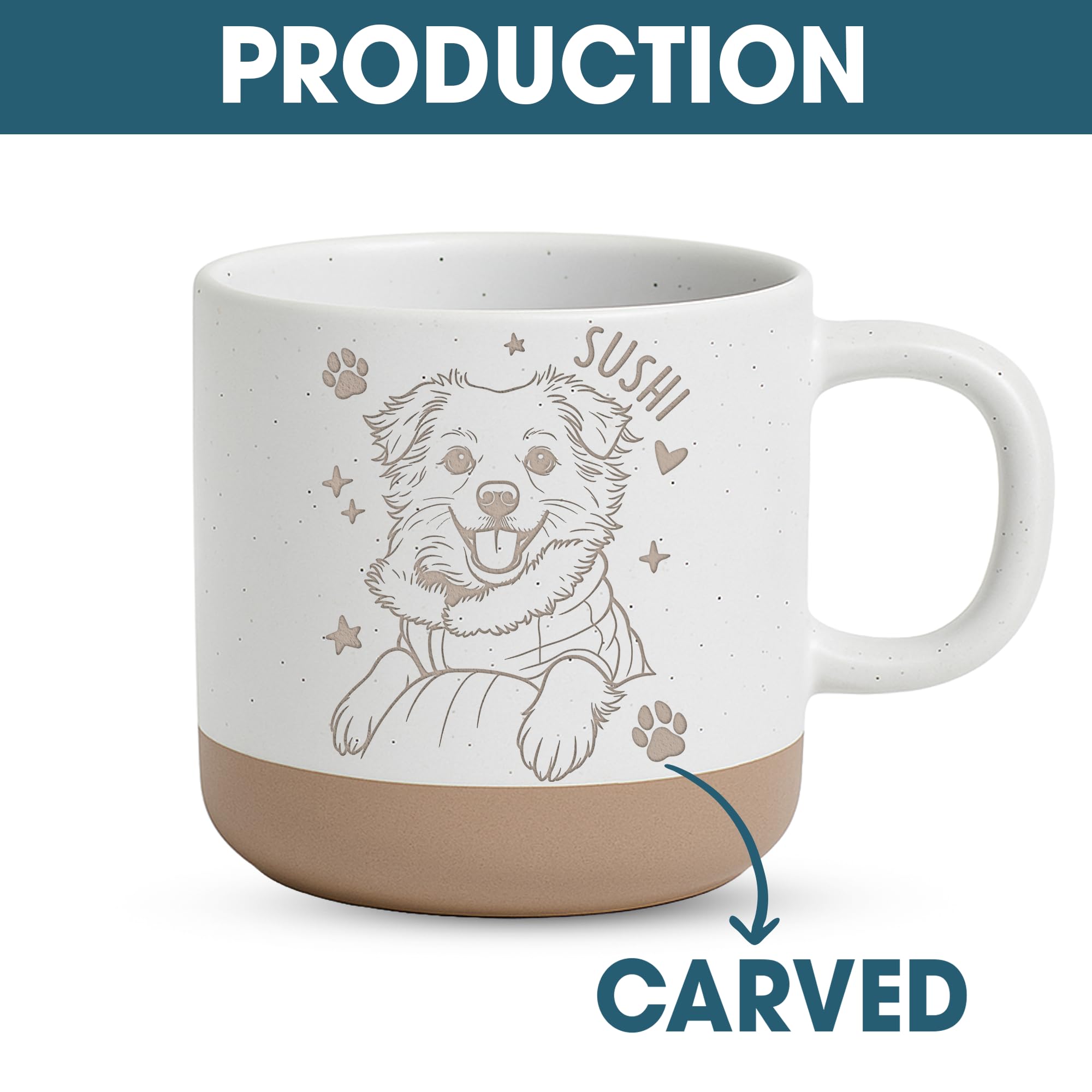 Custom Pet Engraved Mug - Personalized Ceramic Coffee Cup with Dog or Cat Photo and Name, Memorial Gift, Unique Pet Lover Keepsake