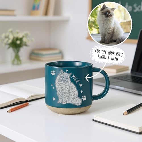 Custom Pet Engraved Mug - Personalized Ceramic Coffee Cup with Dog or Cat Photo and Name, Memorial Gift, Unique Pet Lover Keepsake