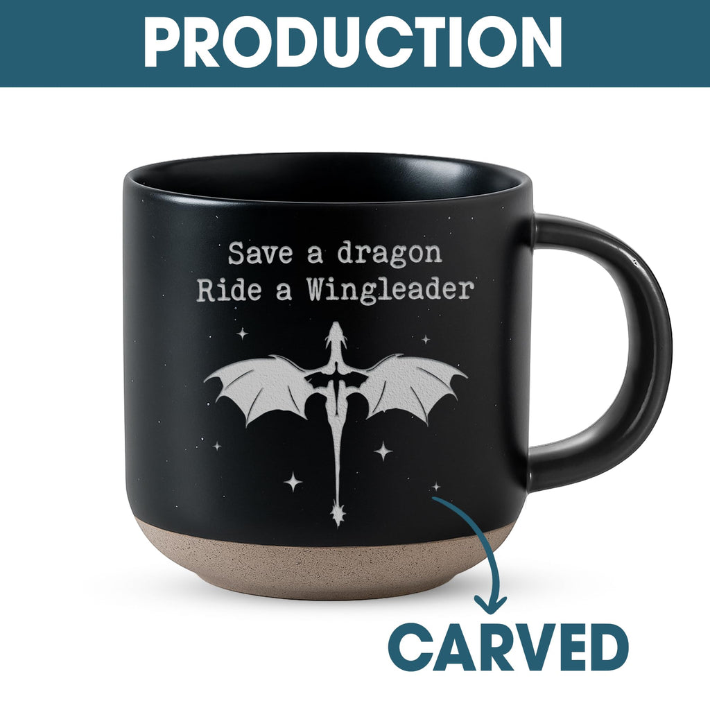 Engraved Wingleader Mug - Dragon Rider Inspired Coffee Cup, Bookish Fantasy Drinkware 12OZ, Unique Reader Present for Fans
