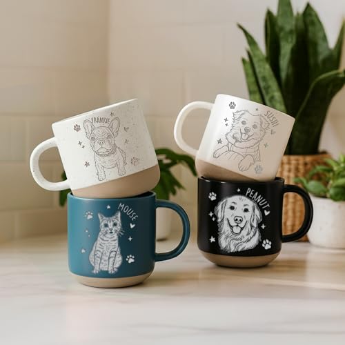 Custom Pet Engraved Mug - Personalized Ceramic Coffee Cup with Dog or Cat Photo and Name, Memorial Gift, Unique Pet Lover Keepsake