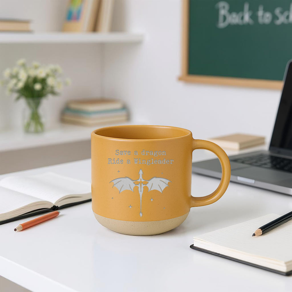 Engraved Wingleader Mug - Dragon Rider Inspired Coffee Cup, Bookish Fantasy Drinkware 12OZ, Unique Reader Present for Fans