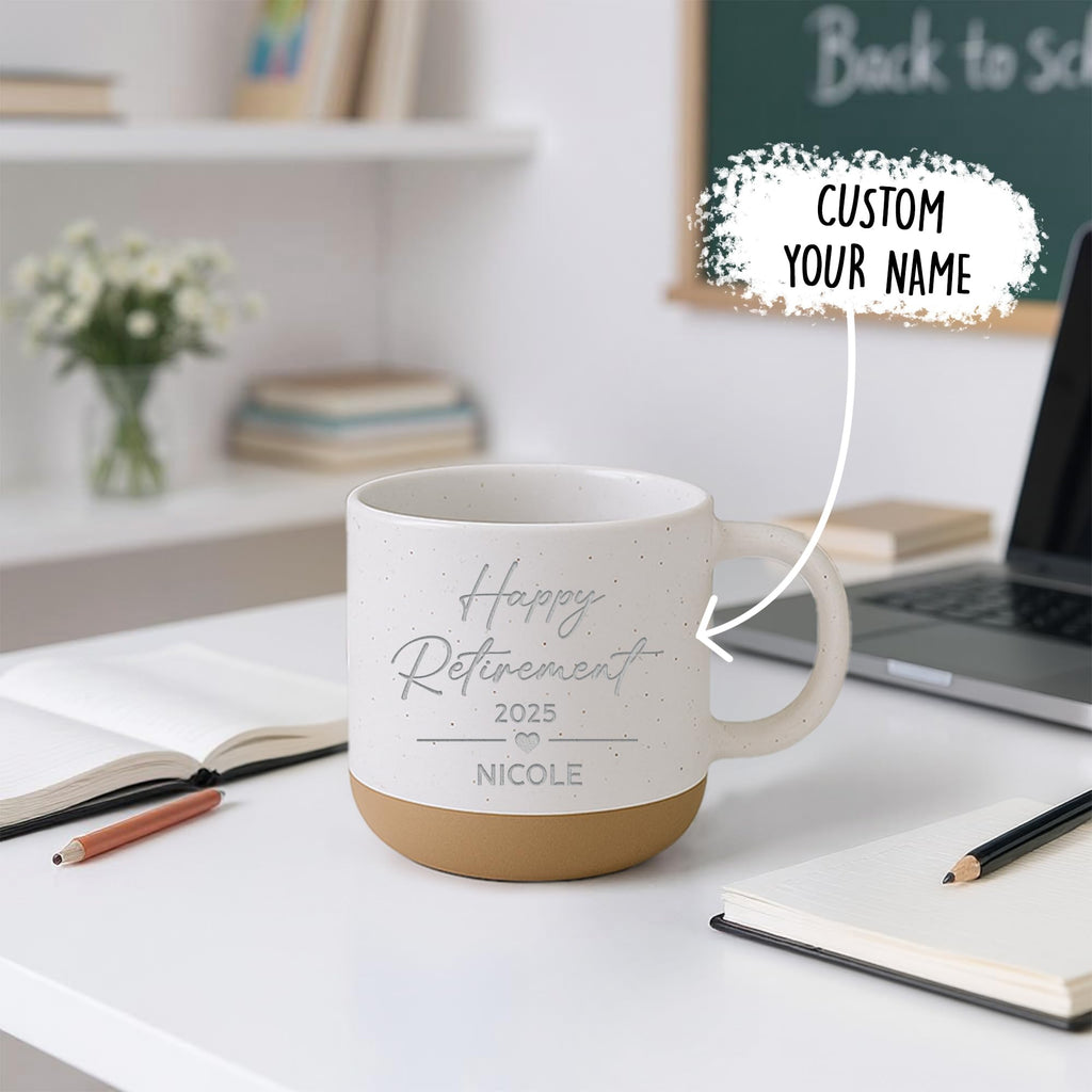 Personalized Engraved Retired Mug - Custom Ceramic Coffee Cup 12oz, Unique Retirement Gift for Men or Women, Funny Personalized Retirement Gifts Idea