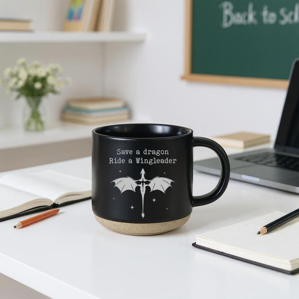 Engraved Wingleader Mug - Dragon Rider Inspired Coffee Cup, Bookish Fantasy Drinkware 12OZ, Unique Reader Present for Fans