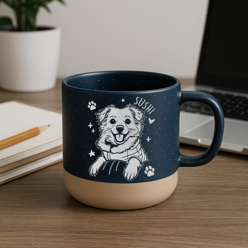 Custom Pet Engraved Mug - Personalized Ceramic Coffee Cup with Dog or Cat Photo and Name, Memorial Gift, Unique Pet Lover Keepsake