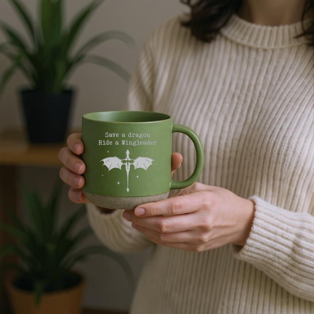 Engraved Wingleader Mug - Dragon Rider Inspired Coffee Cup, Bookish Fantasy Drinkware 12OZ, Unique Reader Present for Fans